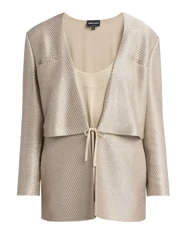 Giorgio Armani Shiny Raffia Jersey Jacquard Tie Jacket