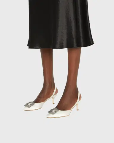 Manolo Blahnik Hangsi Satin Crystal-Buckle Halter Pumps | Thumbnail 2 Manolo Blahnik Hangsi Satin Crystal-Buckle Halter Pumps | Thumbnail 2