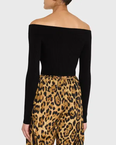 Alaïa Off-The-Shoulder Long-Sleeve Rib Bodysuit | Thumbnail 3