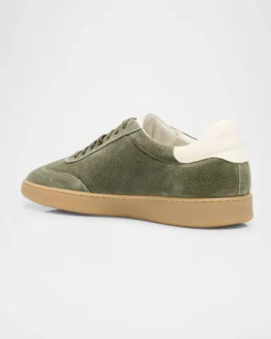 Stuart Weitzman Men 's Banner Suede Wingtip-Toe Low-Top Sneakers | Thumbnail 4 Stuart Weitzman Men 's Banner Suede Wingtip-Toe Low-Top Sneakers | Thumbnail 4