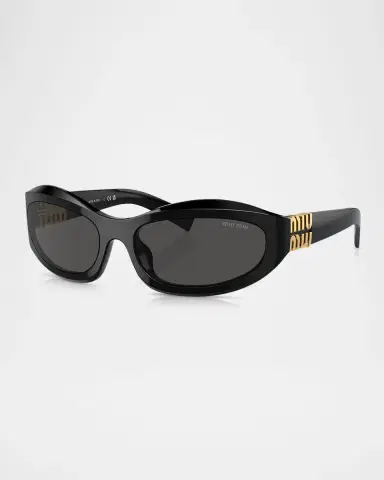 Miu Miu 14ZSF Logo Oval Acetate Sunglasses | Thumbnail 3 Miu Miu 14ZSF Logo Oval Acetate Sunglasses | Thumbnail 3
