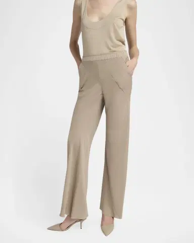 Giorgio Armani Triple Silk Georgette Flat Front Trousers | Thumbnail 5