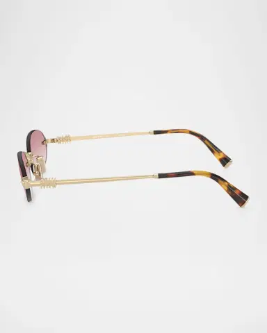 Miu Miu Logo Metal Oval Sunglasses | Thumbnail 2