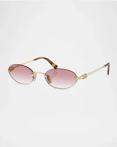 Miu Miu Logo Metal Oval Sunglasses | Thumbnail 3