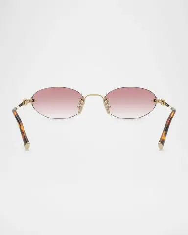 Miu Miu Logo Metal Oval Sunglasses | Thumbnail 4