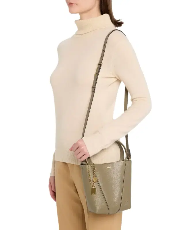 Chloe Spin Mini Tote Bag in Grained Calfskin