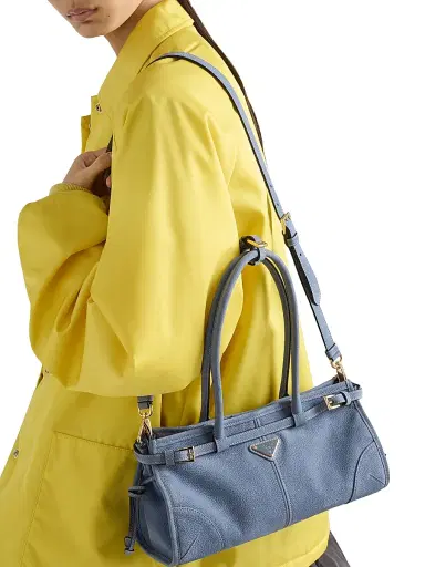 Prada Women's Bonnie Medium Nubuck Leather Handbag - Blue | Thumbnail 3