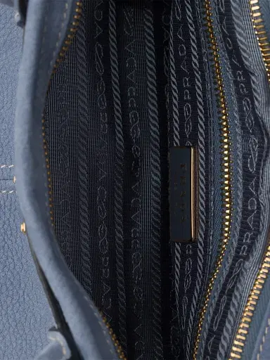 Prada Women's Bonnie Medium Nubuck Leather Handbag - Blue | Thumbnail 7