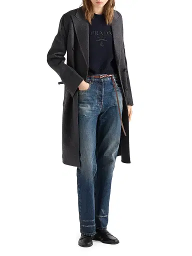 Prada Women's Wool and Cashmere Crew-Neck Sweater - Blue - Size 10 | Thumbnail 5