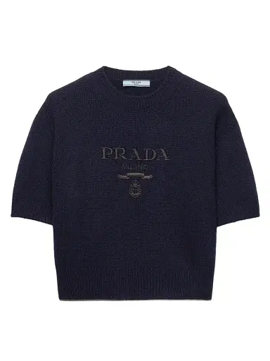 Prada Women's Wool and Cashmere Crew-Neck Sweater - Blue - Size 10 | Thumbnail 1