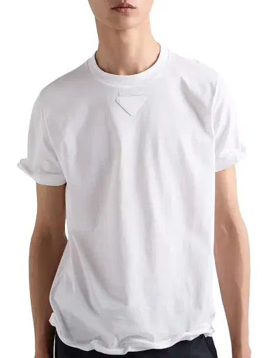 Prada Men's Shapeable Cotton T-Shirt - White | Thumbnail 2