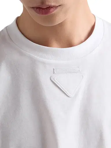 Prada Men's Shapeable Cotton T-Shirt - White | Thumbnail 4