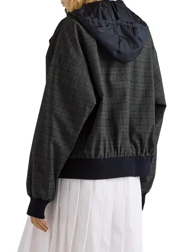 Prada Women's Prince of Wales Checked Wool Jacket - Grey - Size 4 | Thumbnail 3