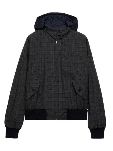 Prada Women's Prince of Wales Checked Wool Jacket - Grey - Size 4 | Thumbnail 1