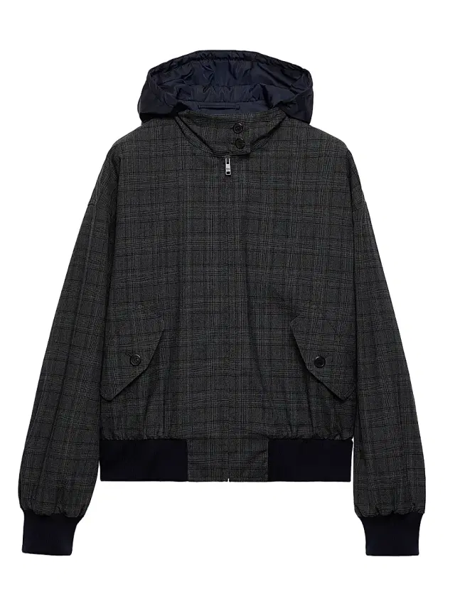 Women's Prince of Wales Checked Wool Jacket - Grey