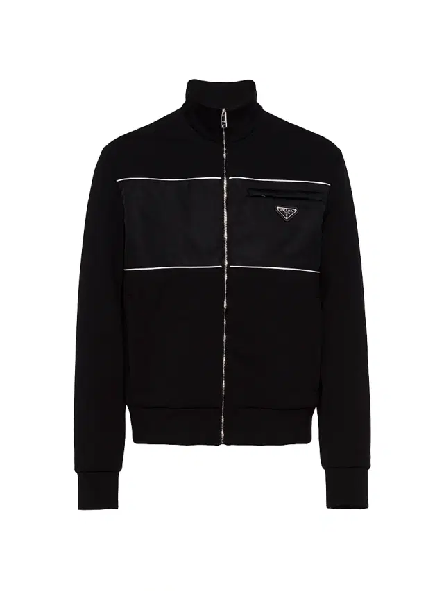 Men's Sweatshirt With Re-Nylon Details - Black