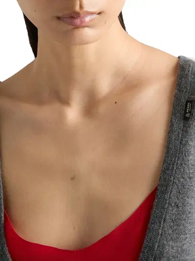 Prada Women's Cashmere V-Neck Sweater - Grey | Thumbnail 5 Prada Women's Cashmere V-Neck Sweater - Grey | Thumbnail 5