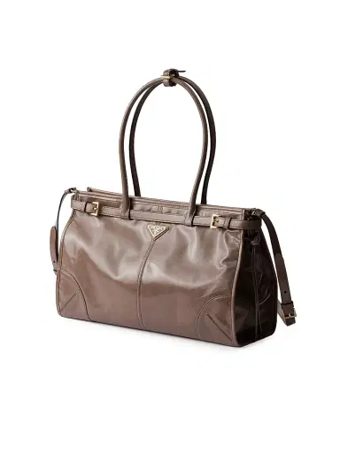 Prada Women's Bonnie Large Leather Top Handle Bag - Grey | Thumbnail 2