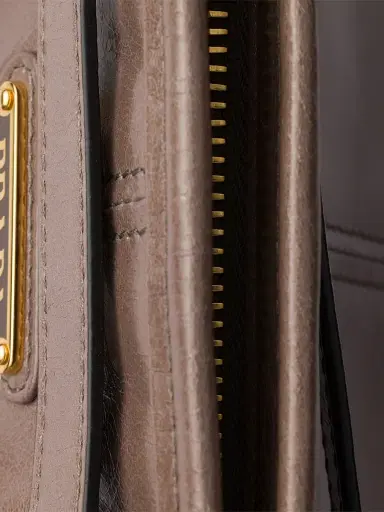 Prada Women's Bonnie Large Leather Top Handle Bag - Grey | Thumbnail 6
