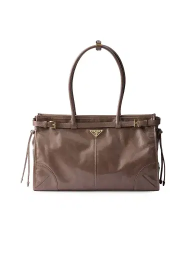 Prada Women's Bonnie Large Leather Top Handle Bag - Grey | Thumbnail 1