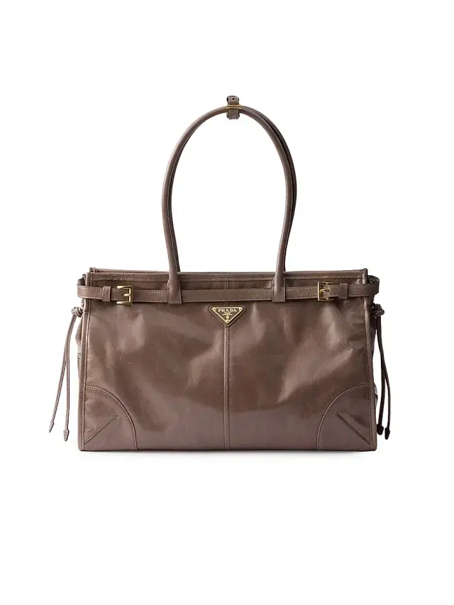 Prada Women's Bonnie  Leather Top Handle Bag - Grey