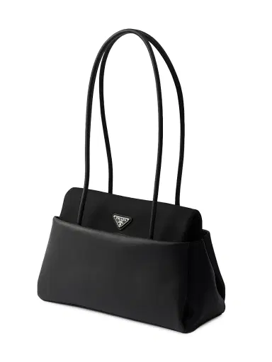 Prada Women's Passage Medium Leather Shoulder Bag with Nylon Flap - Black | Thumbnail 4 Prada Women's Passage Medium Leather Shoulder Bag with Nylon Flap - Black | Thumbnail 4