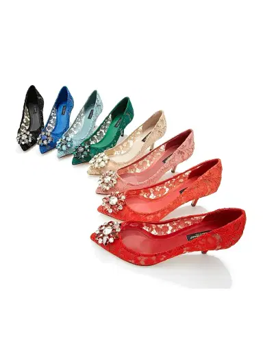 Dolce & Gabbana Women's Embellished Lace Point Toe Pumps - Red - Size 10.5 | Thumbnail 6 Dolce & Gabbana Women's Embellished Lace Point Toe Pumps - Red - Size 10.5 | Thumbnail 6