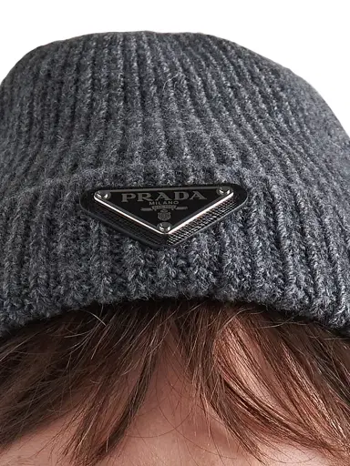 Prada Men's Wool and Cashmere Beanie | Thumbnail 2 Prada Men's Wool and Cashmere Beanie | Thumbnail 2
