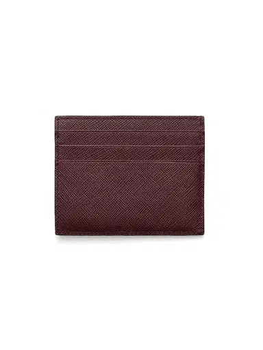 Prada Men's Saffiano Leather Card Holder - Dark Red | Thumbnail 2