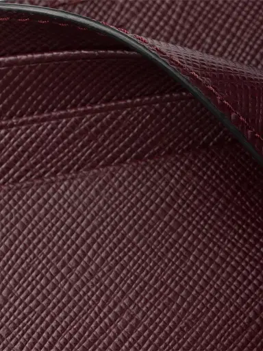 Prada Men's Saffiano Leather Card Holder - Dark Red | Thumbnail 3