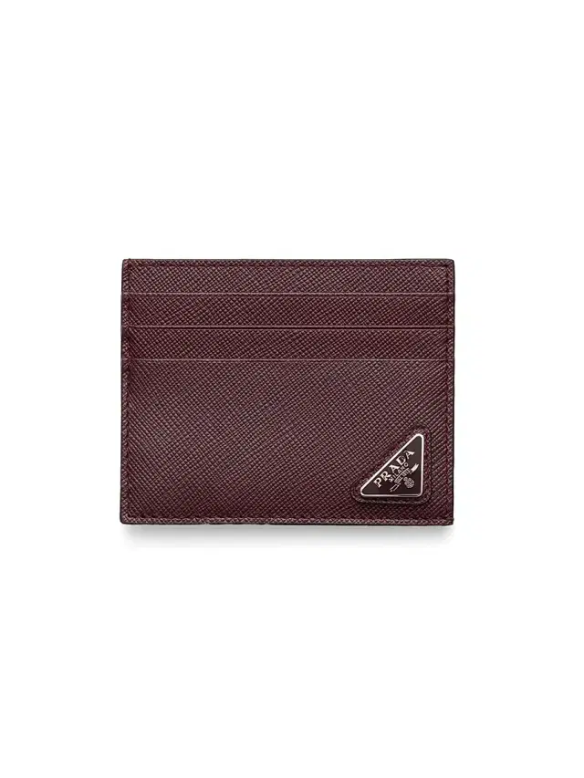 Men's Saffiano Leather Card Holder - Dark Red