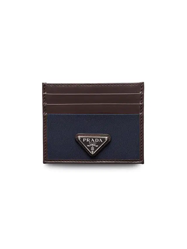 Prada Men's Re-Nylon and Leather Card Holder - Blue