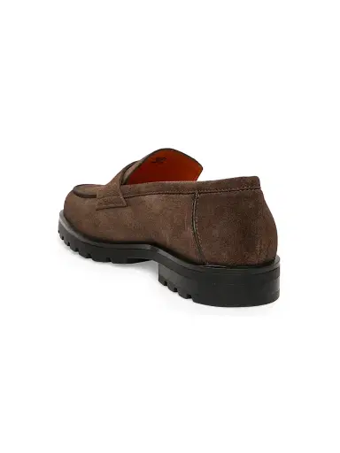 Santoni Men's Burnished Suede Loafers - Dark Brown - Size 12 | Thumbnail 3