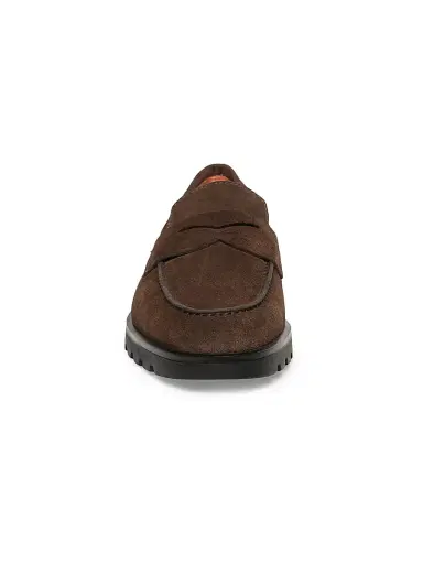 Santoni Men's Burnished Suede Loafers - Dark Brown - Size 12 | Thumbnail 5