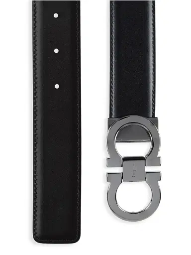 Ferragamo Men's Gancini Buckle Adjustable Cut-to-Size Reversible Belt - Nero - Size 42 | Thumbnail 2