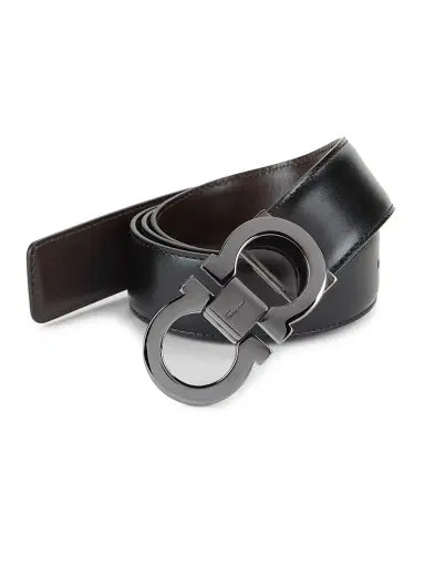 Ferragamo Men's Gancini Buckle Adjustable Cut-to-Size Reversible Belt - Nero - Size 42 | Thumbnail 1