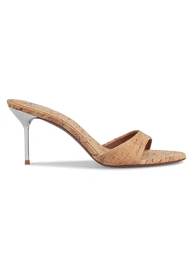 Paris Texas Women's Lidia Cork 70MM Mules - Natural Silver - Size 11 | Thumbnail 1
