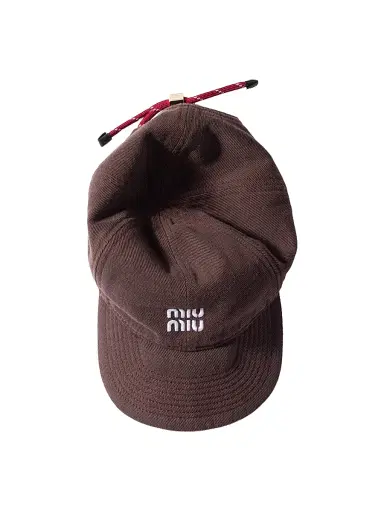 Miu Miu Women's Denim Baseball Cap - Dark Red - Size Large | Thumbnail 2