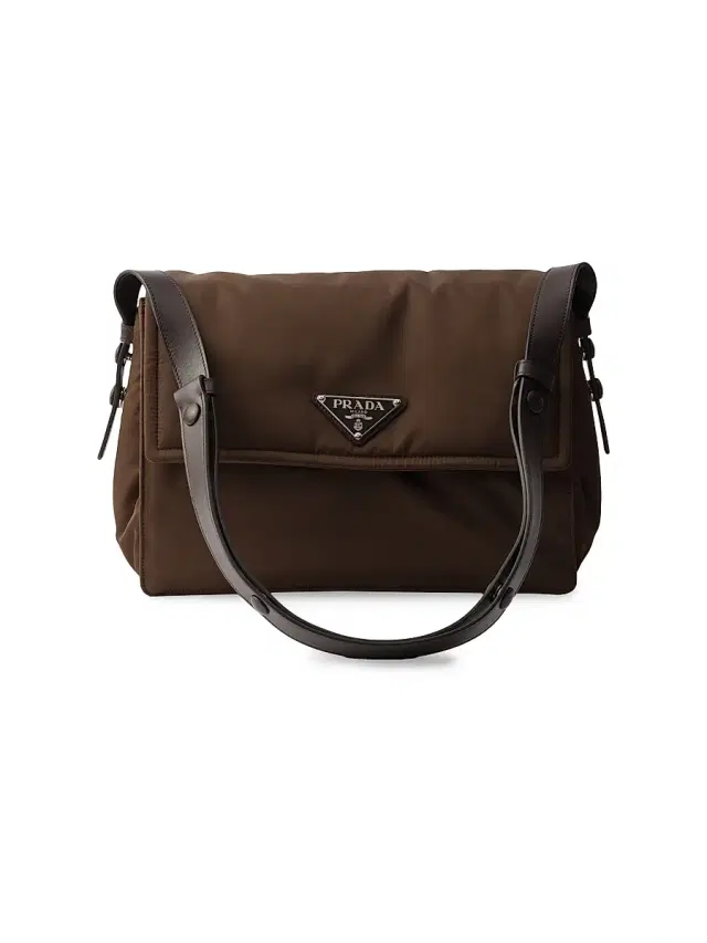 Women's  Padded Re-Nylon Shoulder Bag - Dark Brown