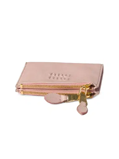 Miu Miu Women's Small Nappa Leather Wallet - Pink | Thumbnail 4 Miu Miu Women's Small Nappa Leather Wallet - Pink | Thumbnail 4