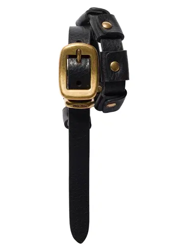 Miu Miu Women's Leather Bracelet with Buckle - Black | Thumbnail 2