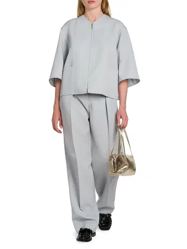 Jil Sander Women's Pleat-Front Wool Gabardine Trousers | Thumbnail 2