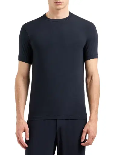 Giorgio Armani Men's Crewneck Stretch T-Shirt - Blue - Size 46 | Thumbnail 3