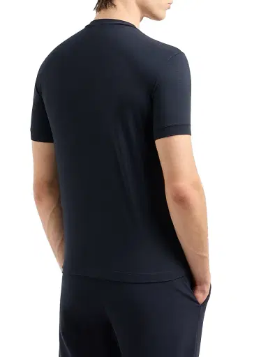 Giorgio Armani Men's Crewneck Stretch T-Shirt - Blue - Size 46 | Thumbnail 4