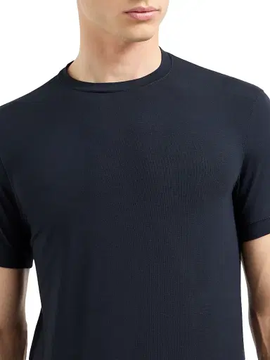 Giorgio Armani Men's Crewneck Stretch T-Shirt - Blue - Size 46 | Thumbnail 6