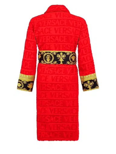 Versace Men's Logo Baroque Bathrobe - Red - Size XXL | Thumbnail 4 Versace Men's Logo Baroque Bathrobe - Red - Size XXL | Thumbnail 4