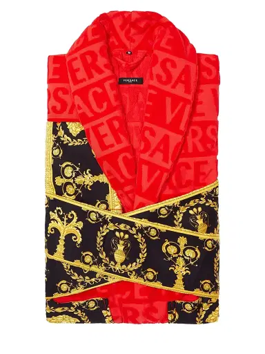Versace Men's Logo Baroque Bathrobe - Red - Size XXL | Thumbnail 5 Versace Men's Logo Baroque Bathrobe - Red - Size XXL | Thumbnail 5
