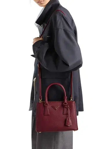 Prada Women's Small Galleria Saffiano Leather Top Handle Bag - Burgundy | Thumbnail 2