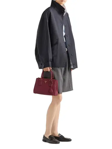 Prada Women's Small Galleria Saffiano Leather Top Handle Bag - Burgundy | Thumbnail 1