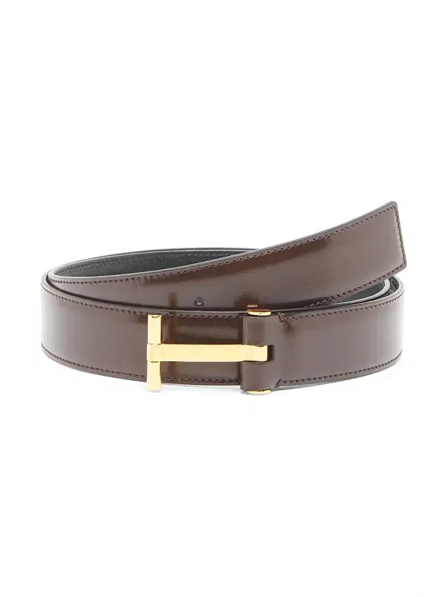 Tom Ford Men's Classic Leather T Belt - Coffee